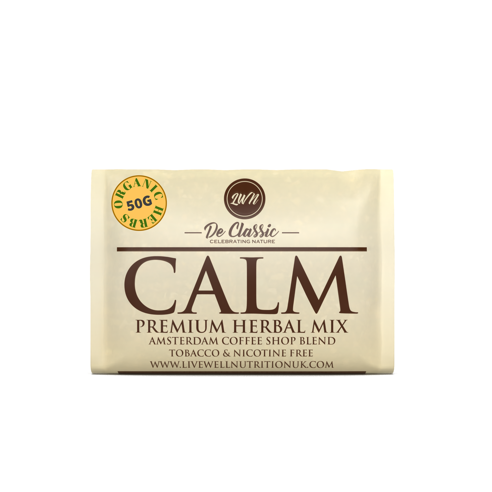 Calm Premium Herbal Smoke Mix. 100% Nicotine Free. 100% Mixed Herbs. 50 grams