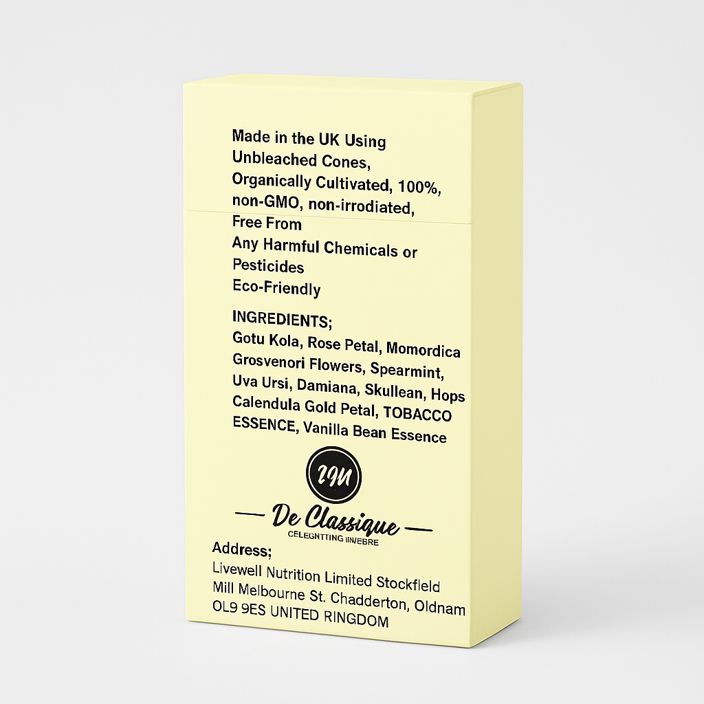 Calm Blend 20 Organic Herbal Smokes Pre - Rolled Cone Cigarettes Tobacco Alternative THC & Nicotine Free Premium Herbal Smoke Mix 25 Pre Rolled Herbal Cigarette. 100% Nicotine Free