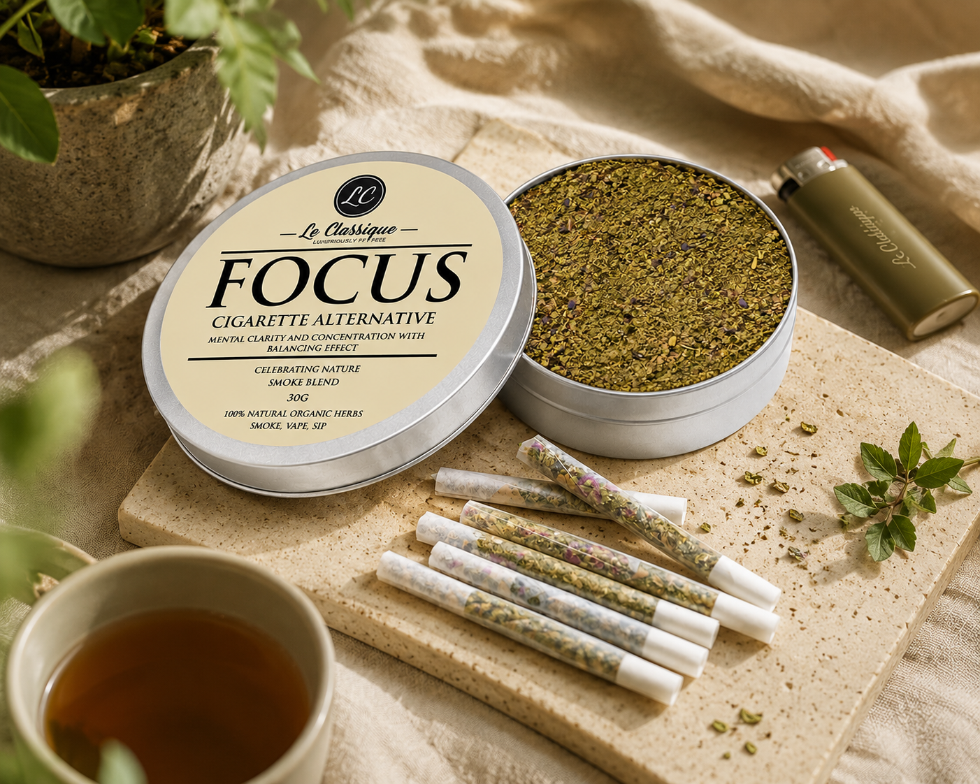 Focus-Herbal Smoke Mix Increase Focus & Attention. 100% Nicotine Free. 100% Mixed Herbs. 30 grams.