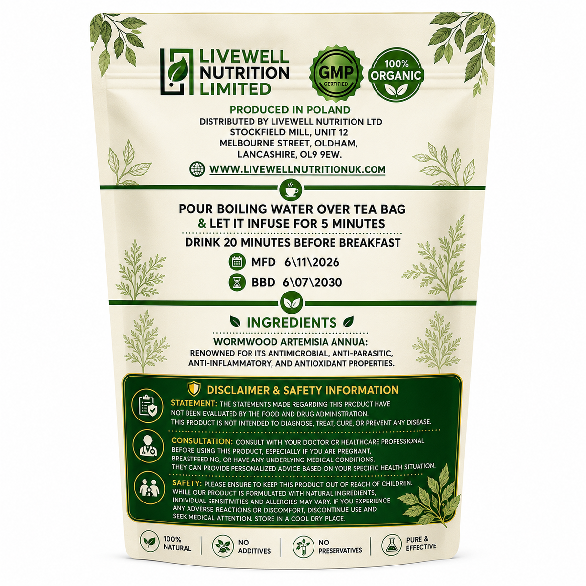 30 Days Total Parasite Cleanse Internal Health Supplement with 30 Tea Bags