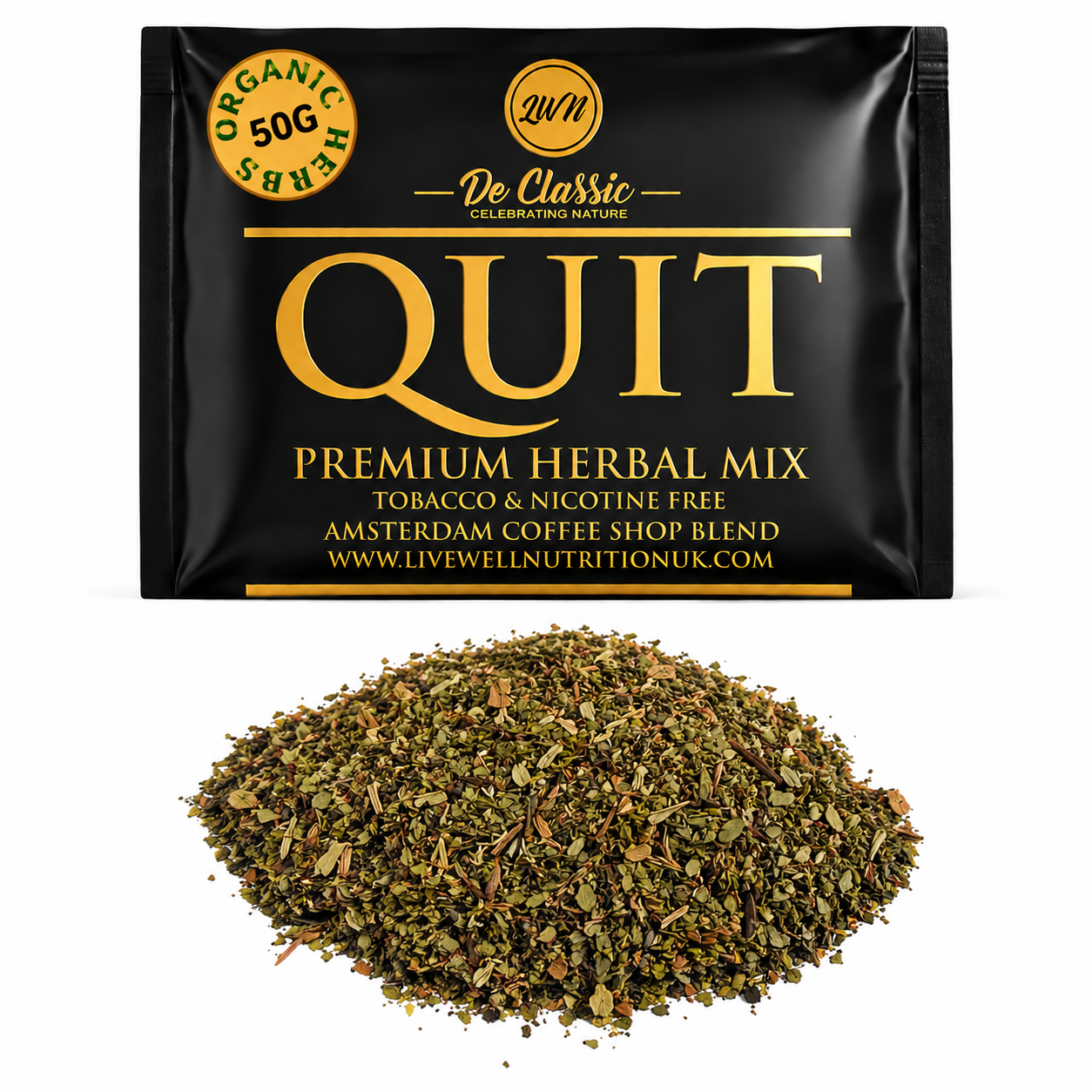 Quit Premium Herbal Smoke Mix 100% Nicotine Free. 100% Mixed Herbs.50 grams