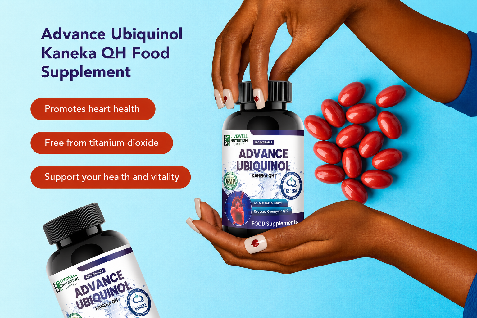 Vegetarian Advance Ubiquinol Kaneka QH 90 Softgels@ 200mg Reduced Form of CoQ10- Powerful