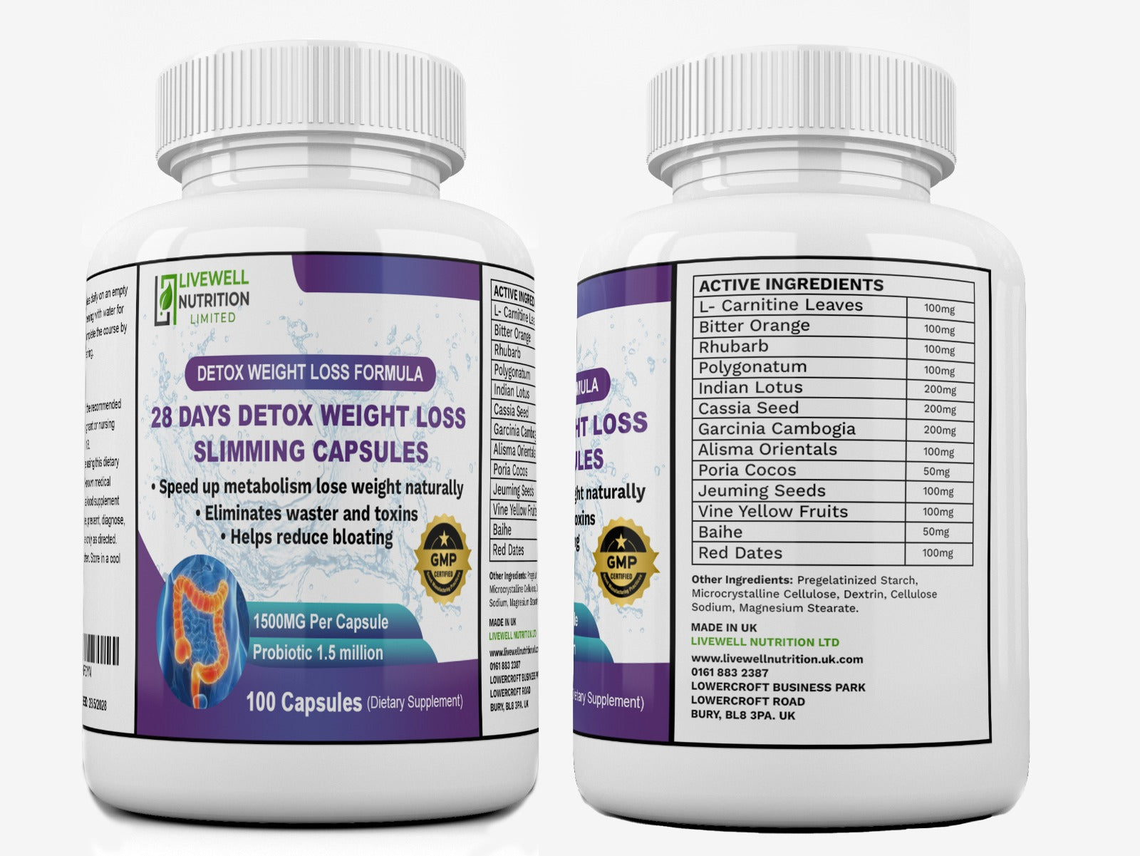 x3 28 Detox Weight Loss Sliming Capsule, Gentle Detoxification Healthy Weight Loss, with Added Probiotic 300 Capsules