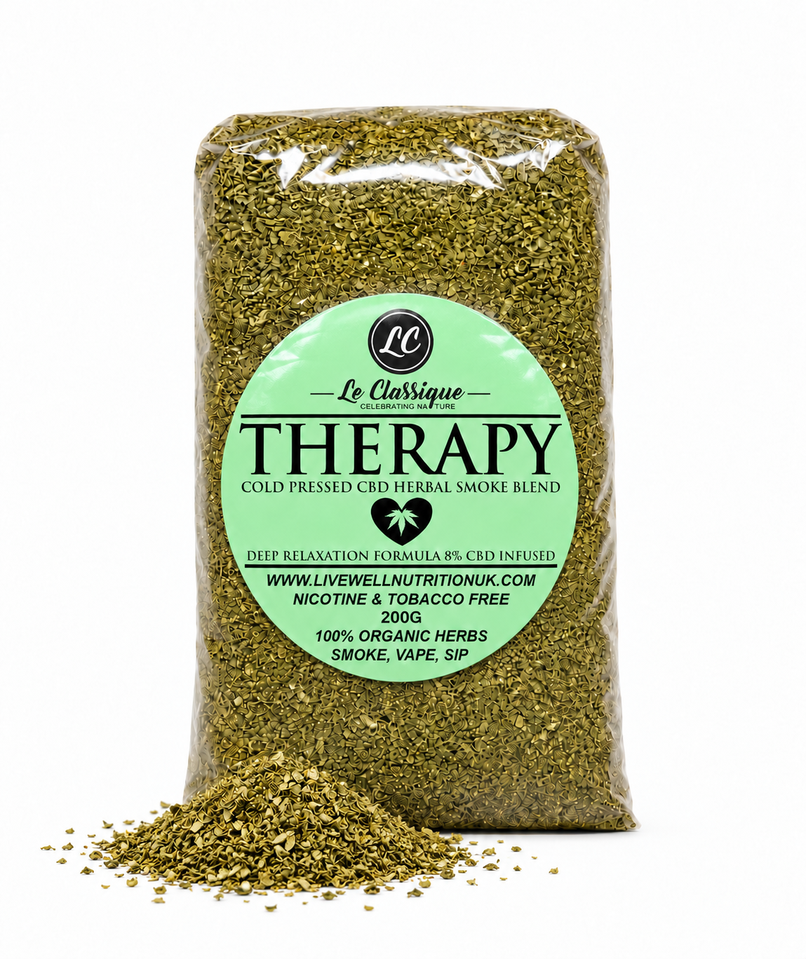 Organic Herbal Smoke Mix (THERAPY) . Peaceful Serenity. 100% Nicotine Free. 100% Mixed Herbs. 200 grams