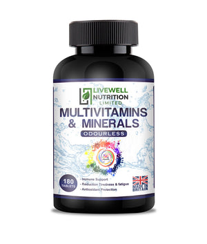 Multivitamin & Mineral Reduced Odour | Vegetarian Vegan Tablets 180 | Key Vitamins and Minerals Without The Odour for Women and Men | 3 Months’ Supply | Food Supplements