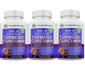 Turmeric Curcumin BCM-95 Active Curcumin with Saffron Extract X3 VitaCap 120 Tablets