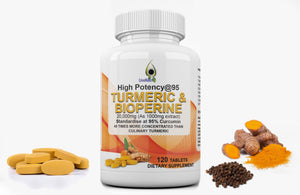 Turmeric & Bioperine High Potency @95 20,000 mg X1 VitaCap 120 Tablets