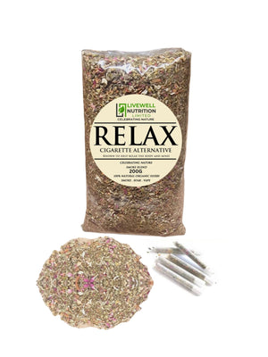 200g Organic Herbal Smokable Mix (RELAX) Relaxation Formula Nicotine & Tobacco Free, Special Blend, Vaped, or Delicious Tea