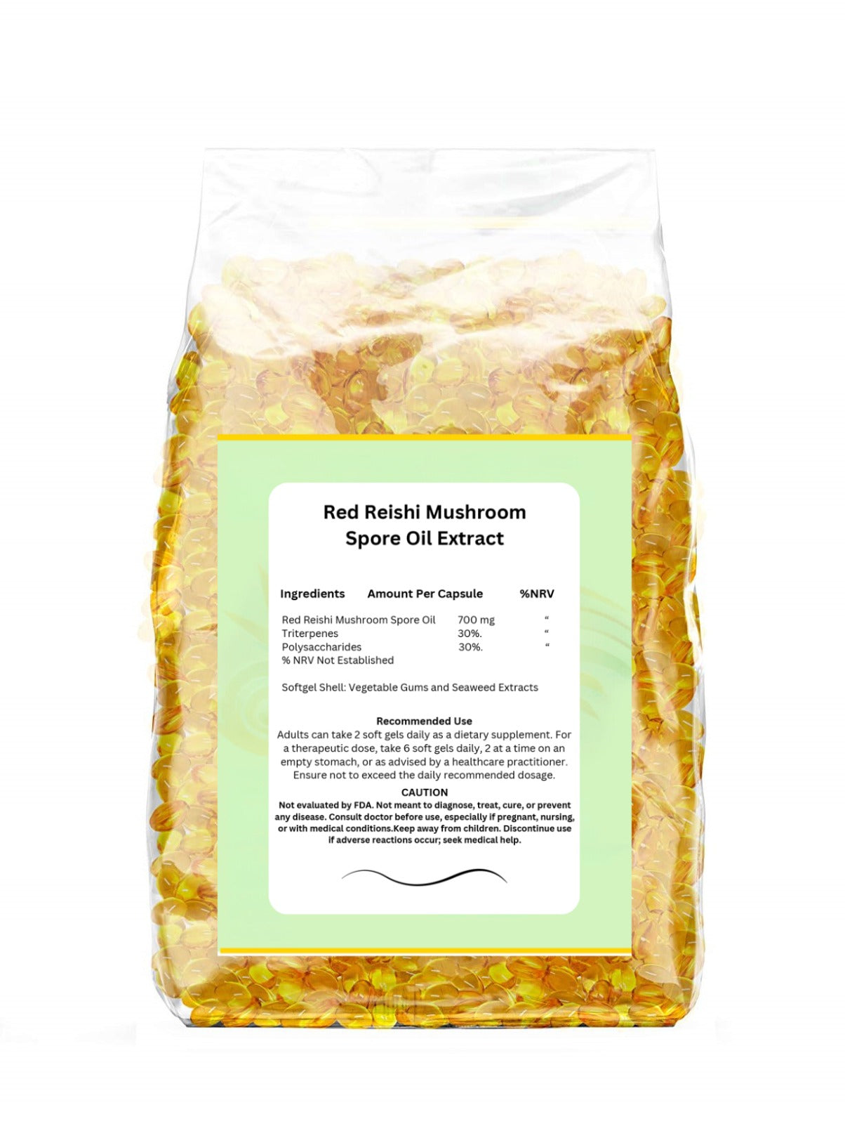 Organic Red Reishi Mushroom Spore Extract Oil (700mg 1000 Softgel) Duan-Wood Ganoderma Lucidum 30% Triterpenes & 30% Polysaccharides (Low Temperature CO2 Extraction)