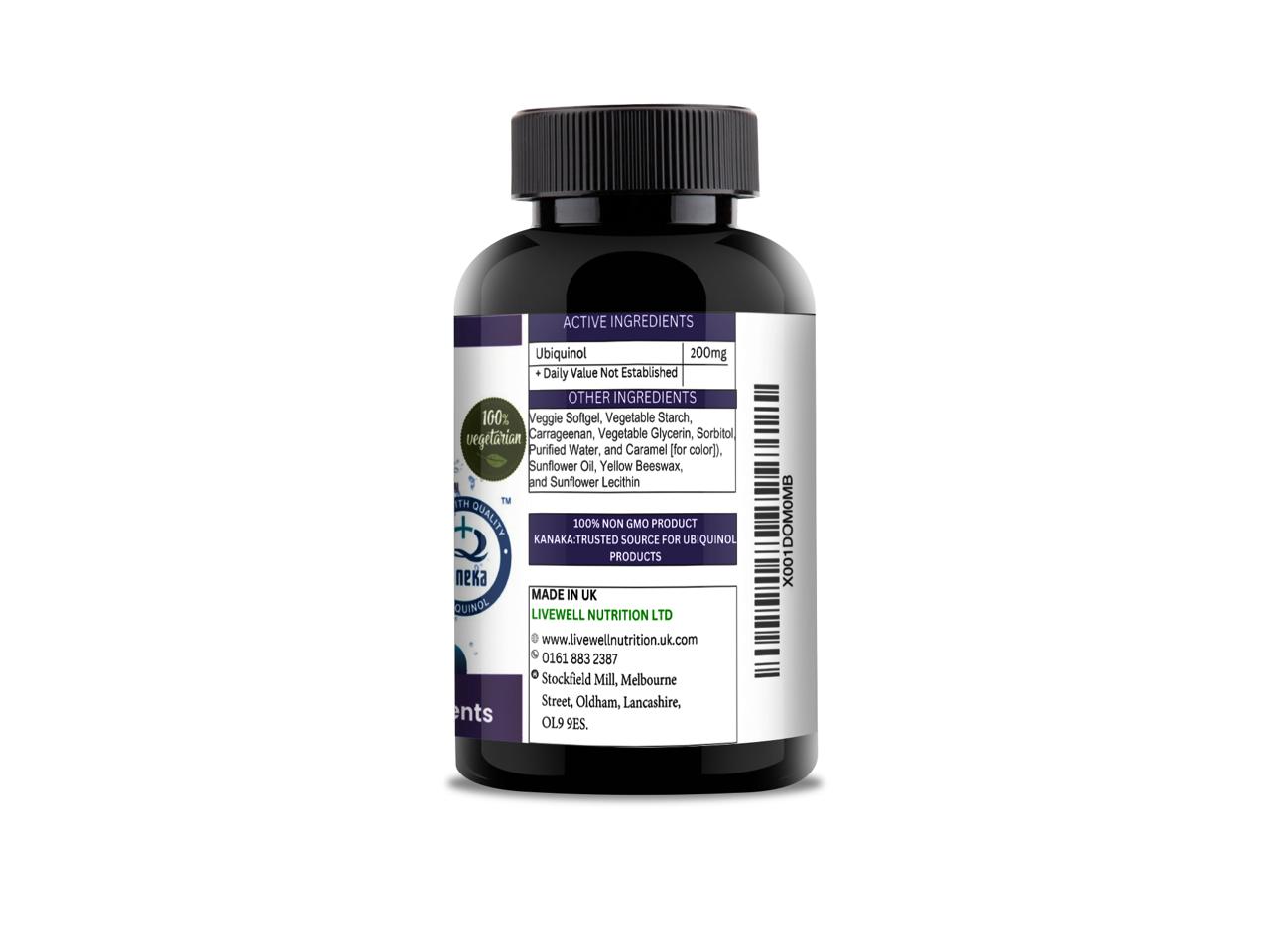 Vegetarian Advance Ubiquinol Kaneka QH 90 Softgels@ 200mg Reduced Form of CoQ10- Powerful