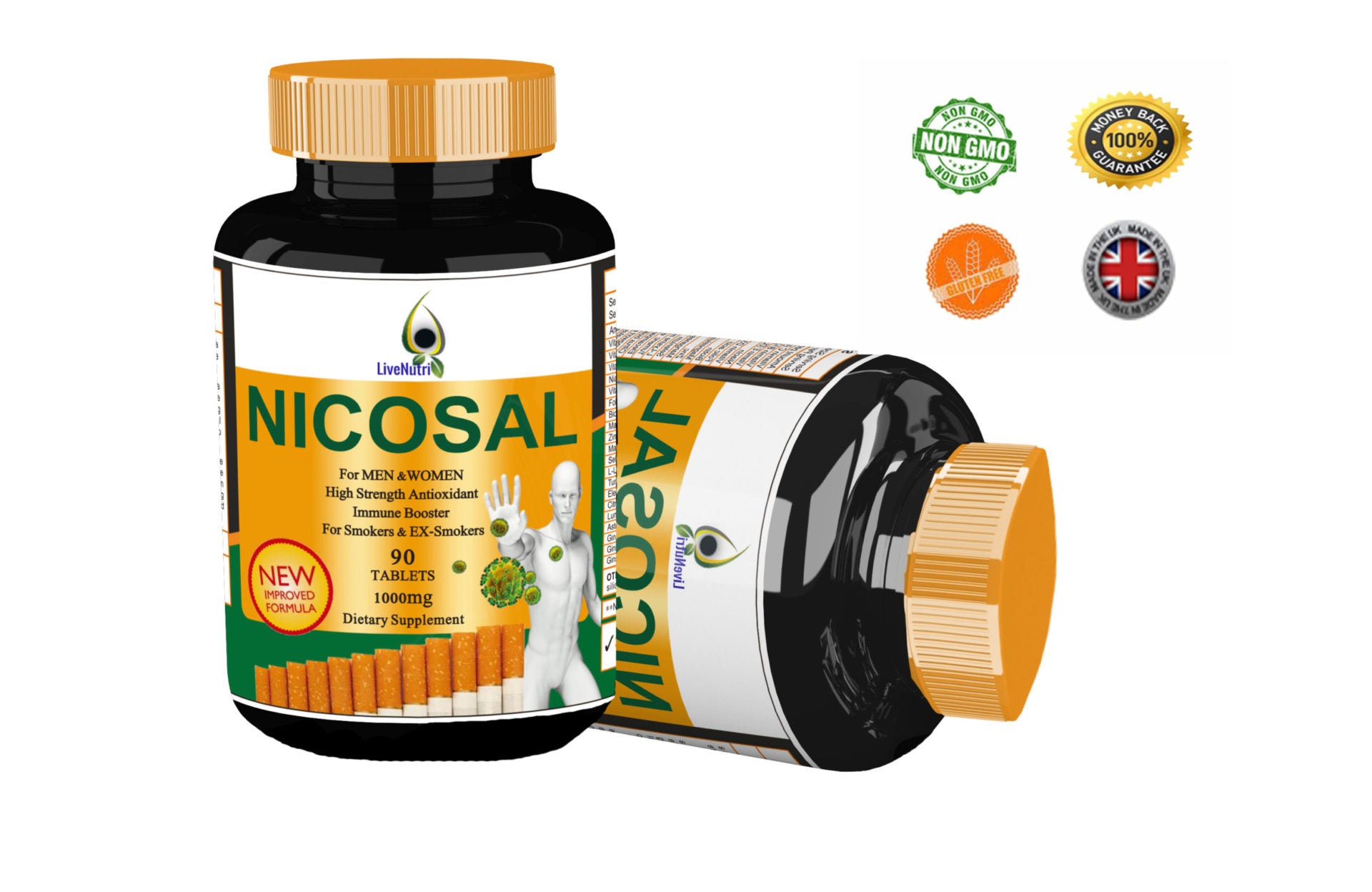 Newly Improved Smokers Vitamin 90 Tablets Nicosal, High Strength Immune Booster for Smokers & Ex-Smokers, Lung Clear 90 Tablets