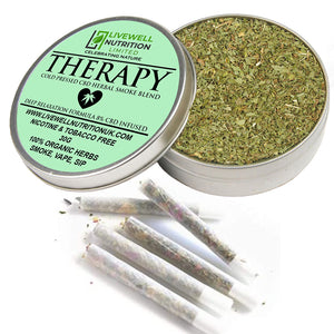 Therapy-Herbal Smoke Mix. Peaceful Serenity. 100% Nicotine Free. 100% Mixed Herbs. 30 grams