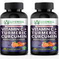 Vitamin C + Turmeric Curcumin Dual Action High Potency Bioperine & Bioflavonoids x2 VitaCap