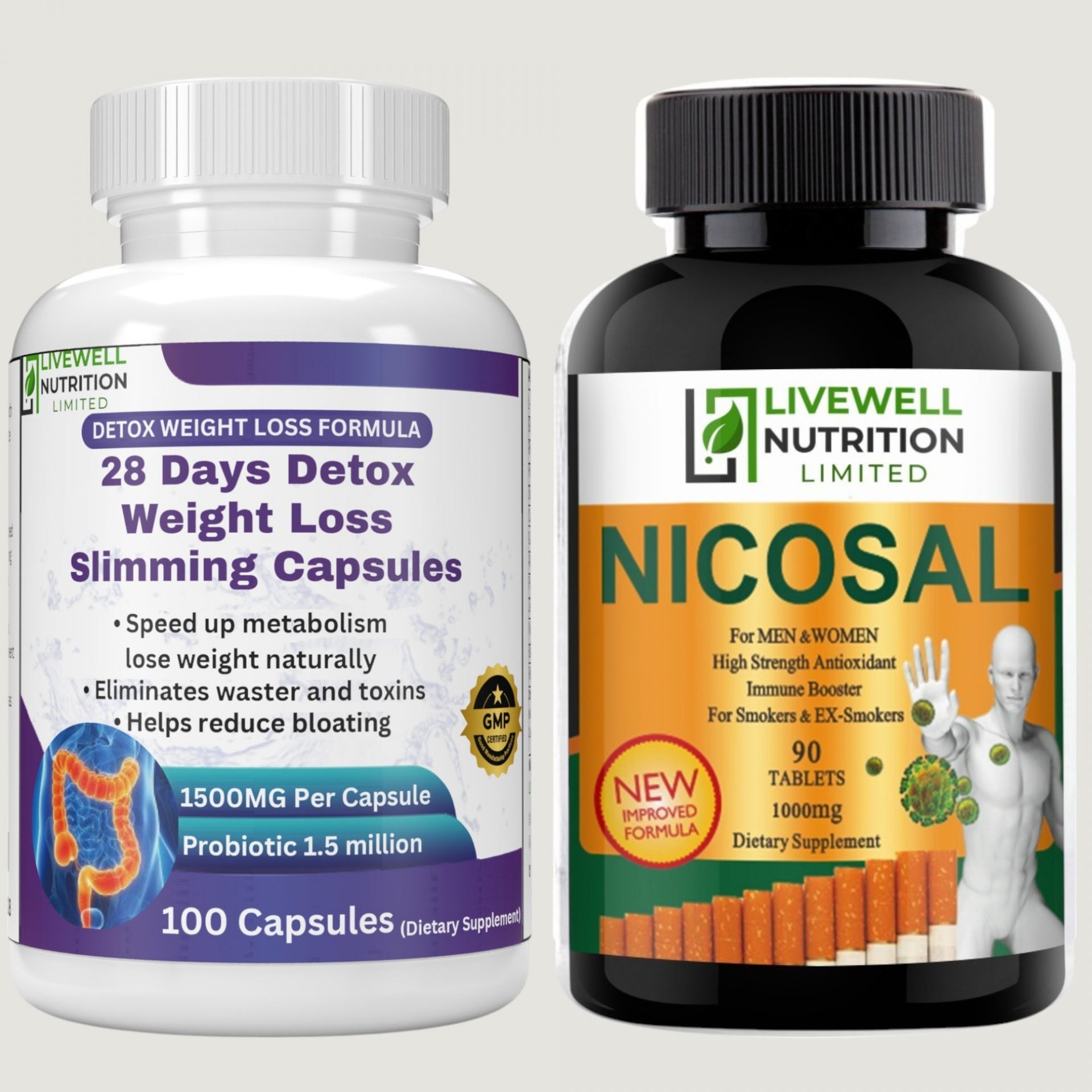 Powerful Duo -Nicosal Immune Booster & Colon Cleanse, Boost your Immune System & Detoxify your Body