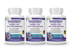 x3 28 Detox Weight Loss Sliming Capsule, Gentle Detoxification Healthy Weight Loss, with Added Probiotic 300 Capsules
