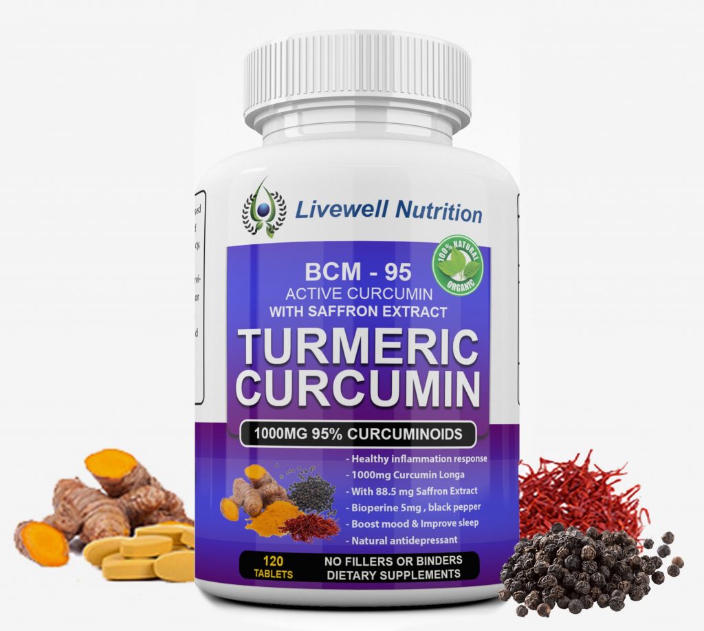 Turmeric Curcumin BCM-95 Active Curcumin with Saffron Extract X3 VitaCap  120 Tablets