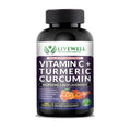 Vitamin C + Turmeric Curcumin, Dual Action High Potency, Bioperine & Bioflavonoids, x1 VitaCap