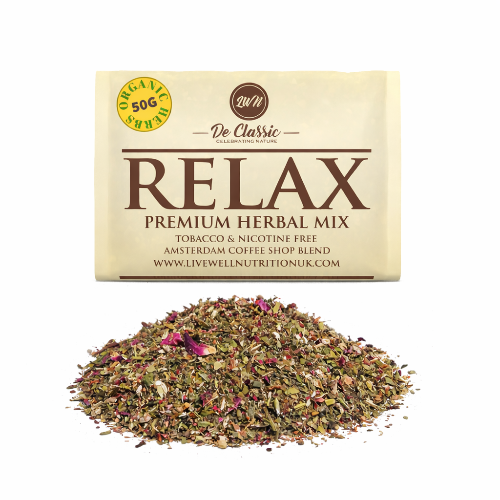 Relax Premium Herbal Smoke Mix. 100% Nicotine Free. 100% Mixed Herbs. 50 grams