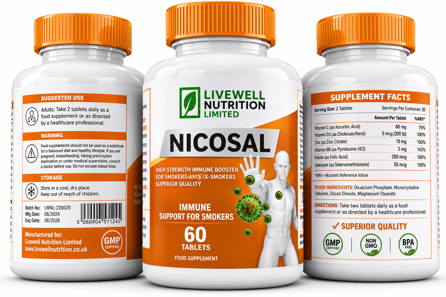 Nicosal Immune x1 VitaCap Bottle Boost for Smokers and Ex-Smokers 60 Tablets