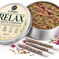 Relax-Herbal Smoke Mix. Embrace Serenity. 100% Nicotine Free. 100% Mixed Herbs. 30 grams