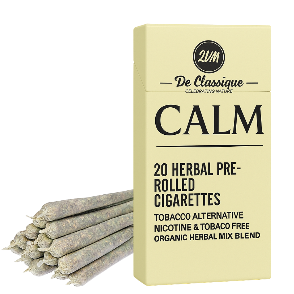 Calm Blend 20 Organic Herbal Smokes Pre - Rolled Cone Cigarettes Tobacco Alternative THC & Nicotine Free Premium Herbal Smoke Mix 25 Pre Rolled Herbal Cigarette. 100% Nicotine Free