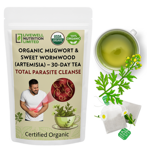 30 Days Organic Wormwood Total Parasite Cleanse Internal Health Supplement with 30 Tea Bags
