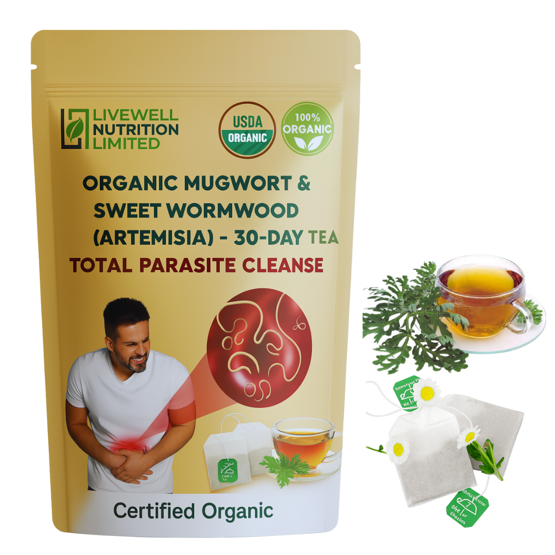 30 Days Organic Wormwood Total Parasite Cleanse Internal Health Supplement with 30 Tea Bags