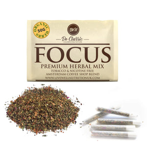 Focus Premium Herbal Smoke Mix. 100% Nicotine Free. 100% Mixed Herbs.50 grams