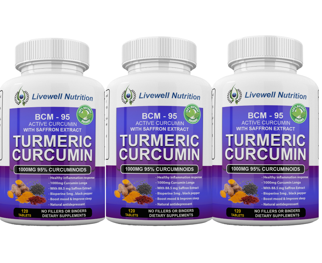 Turmeric Curcumin BCM-95 Active Curcumin with Saffron Extract X3 VitaCap  120 Tablets