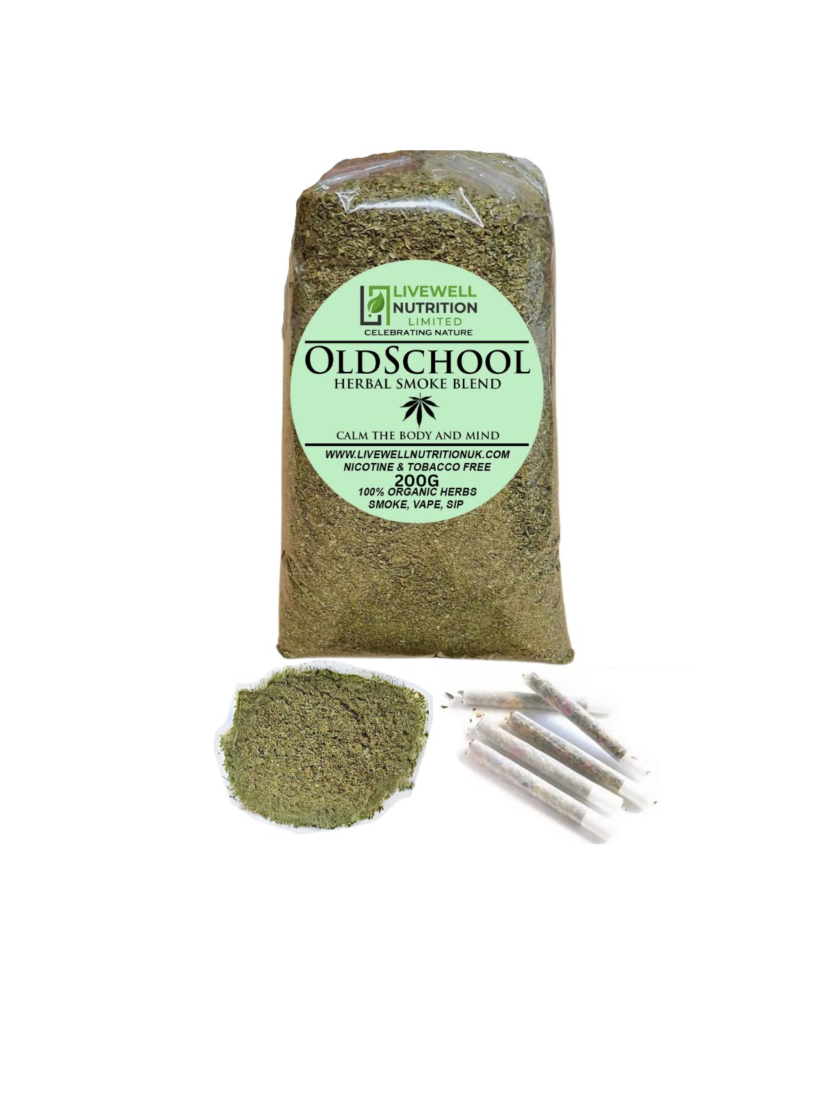 Old School-Herbal Smoke Blend. Smoking Cessation. 100% Nicotine Free. 100% Mixed Herbs. 200 grams