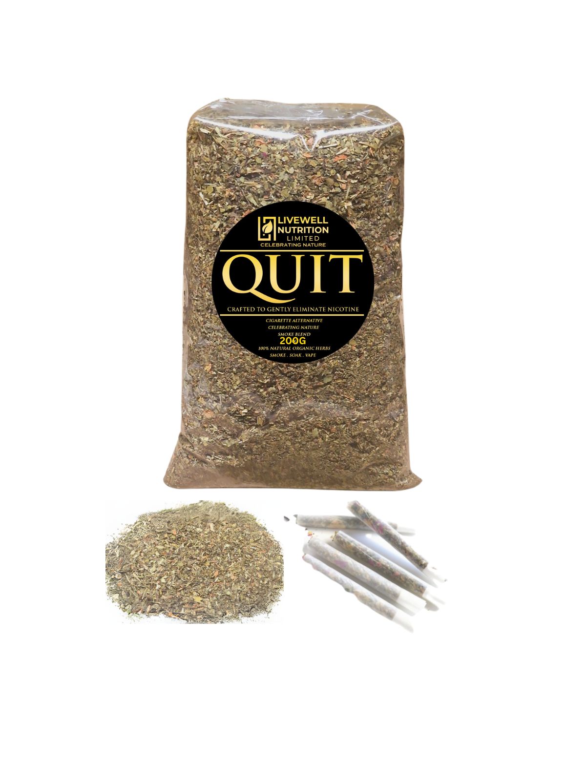 Quit Premium Herbal Smoke Mix 100% Nicotine Free. 100% Mixed Herbs.200 grams