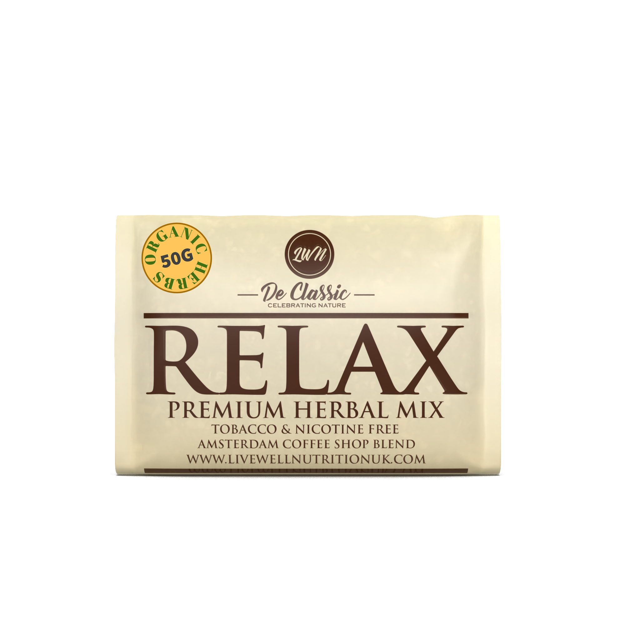 Relax Premium Herbal Smoke Mix. 100% Nicotine Free. 100% Mixed Herbs. 50 grams