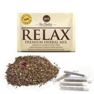 Relax Premium Herbal Smoke Mix. 100% Nicotine Free. 100% Mixed Herbs. 50 grams