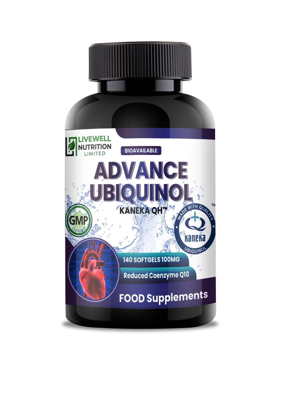 Advance Ubiquinol Kaneka QH 140 Softgels @ 100mg Reduced Form of CoQ10- Powerful Results
