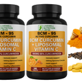 2X BCM Curcumin + Liposomal Vitamin C BCM-95 Active Curcumin  X1 VitaCap  180 Tablets