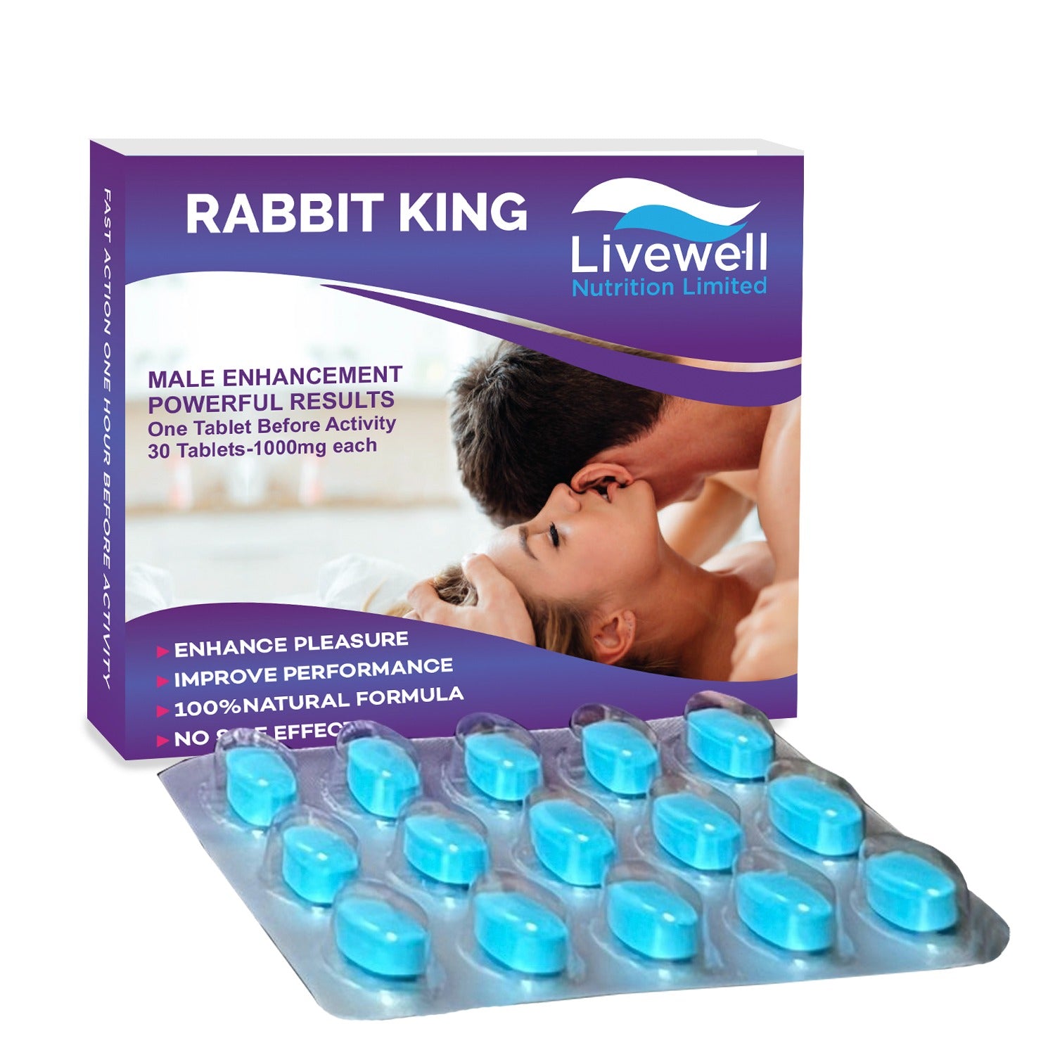 RABBIT KING Powerful Results for Male Performance 30 Tablets- 1 Tablet @ 1000mg