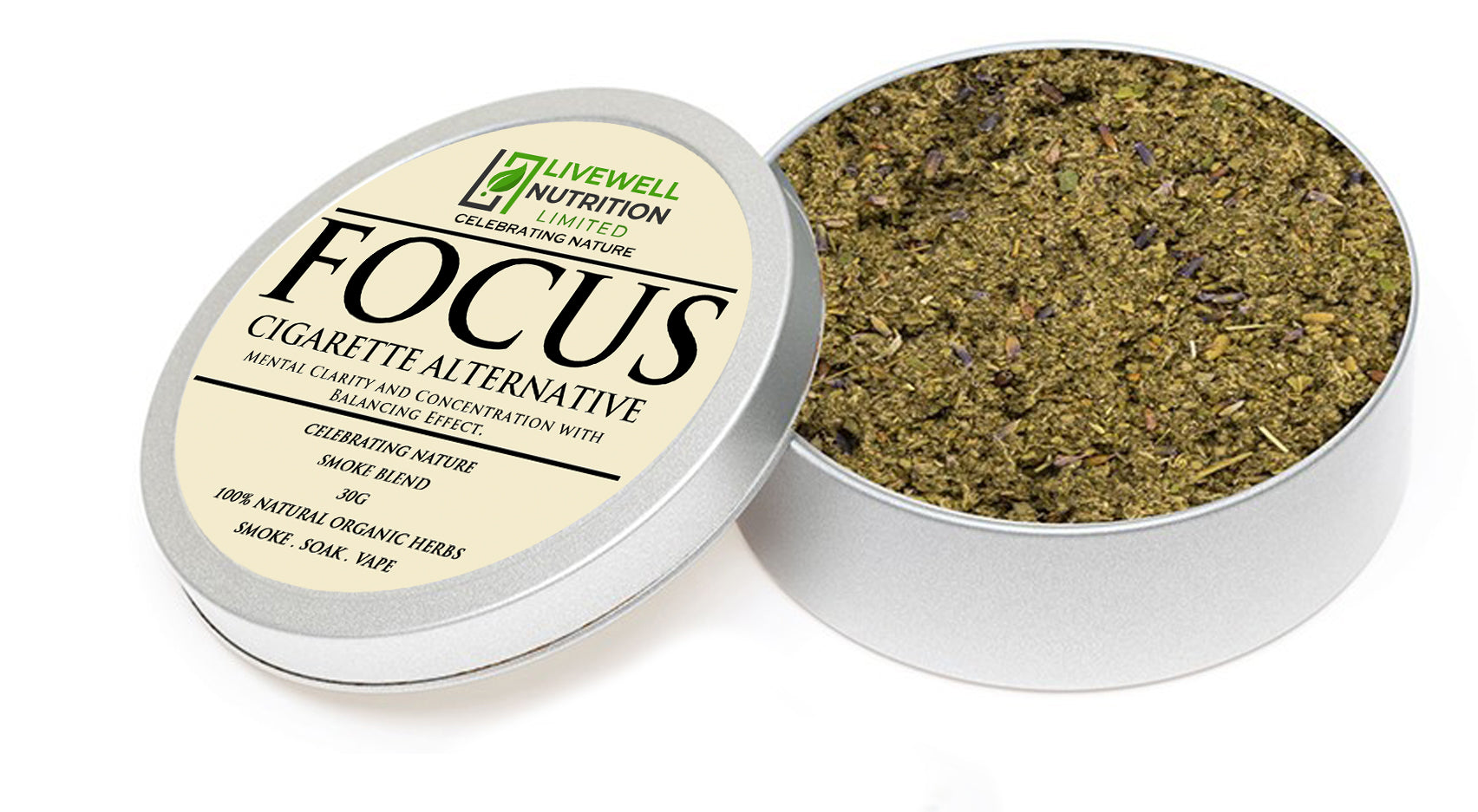Focus-Herbal Smoke Mix Increase Focus & Attention. 100% Nicotine Free. 100% Mixed Herbs. 30 grams.