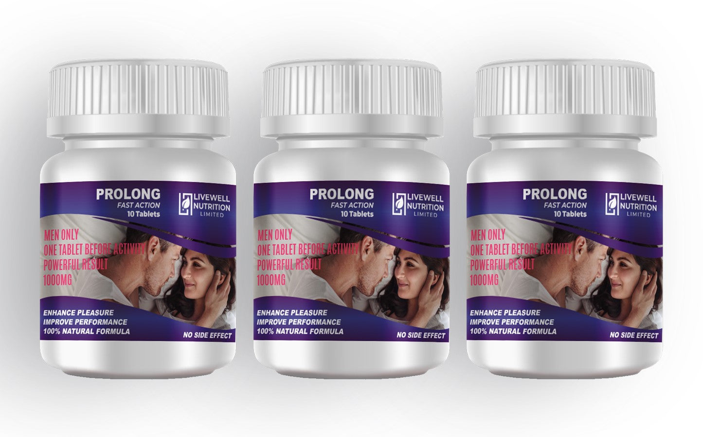 Prolong Fast Action x3 VitaCap Bottles Powerful Results for Male Performance 10 Tablets- 1 tablet @ 1000mg