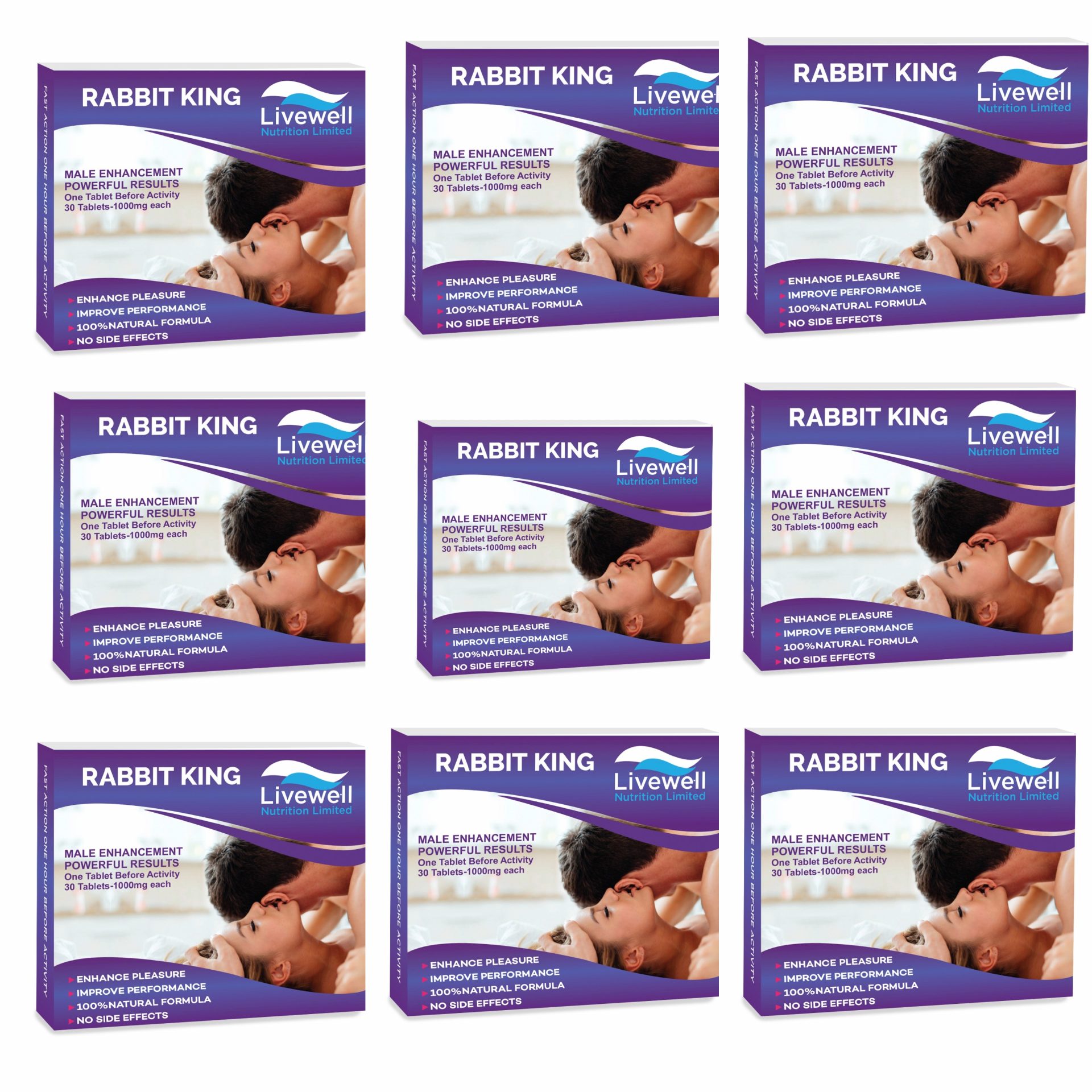 RABBIT KING Powerful Results for Male Performance 30 Tablets- 1 Tablet @ 1000mg