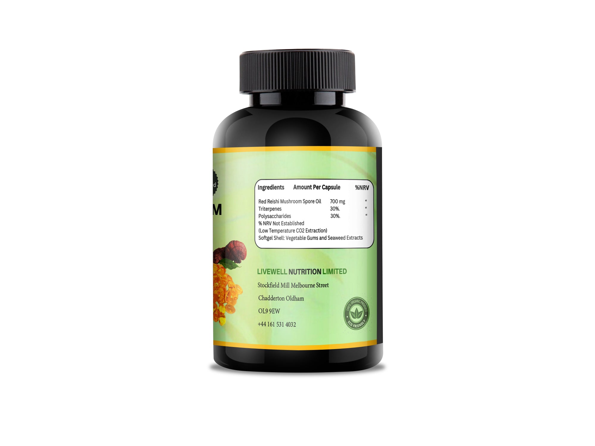 Reishi Mushroom Spore Oil- CO2 Extraction, Strengthen Immune System 100% Pure Organic, 120 Softgels @ 500mg each