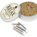 Relax-Herbal Smoke Mix. Embrace Serenity. 100% Nicotine Free. 100% Mixed Herbs. 30 grams